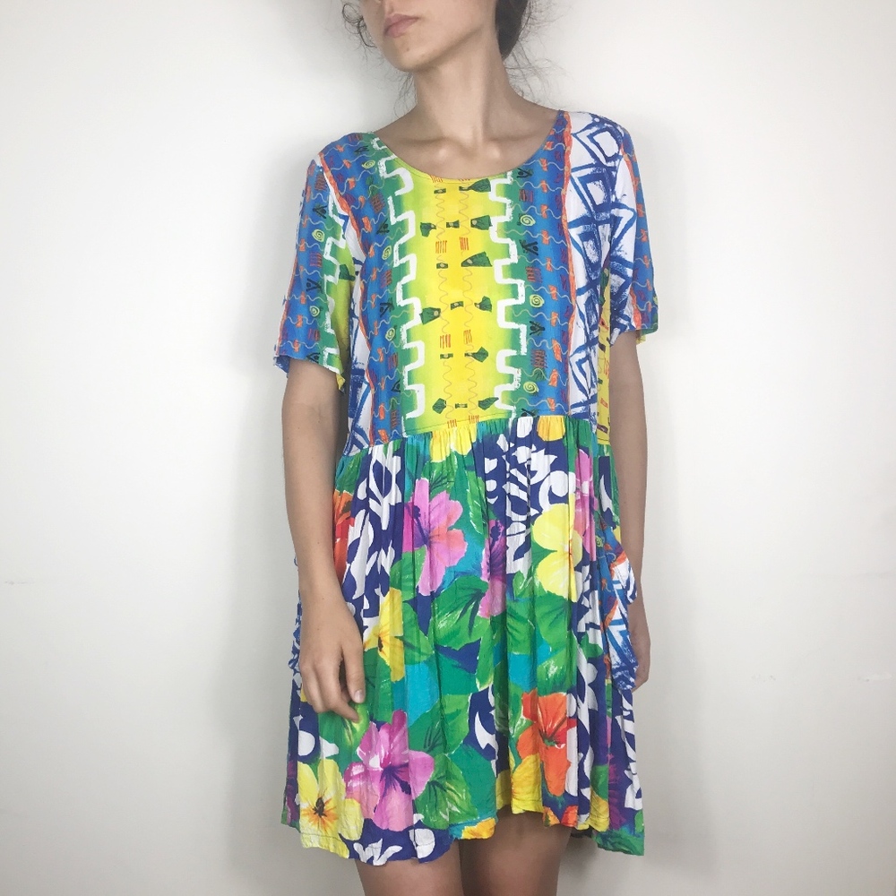 Vintage Jams World Floral Pocket Babydoll Dress - Picture 1 of 8
